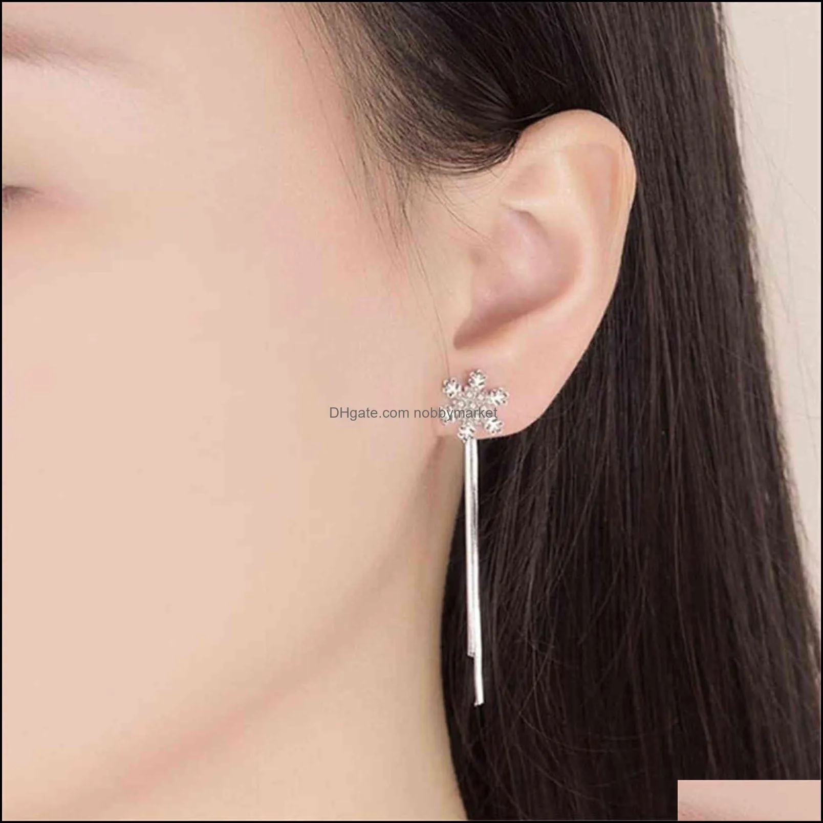 Nehzy 925 Sterling Silver New Jewelry New Woman Fashion Snowflake Hanging Style Exaggerated in the Long Female Drop Earrings