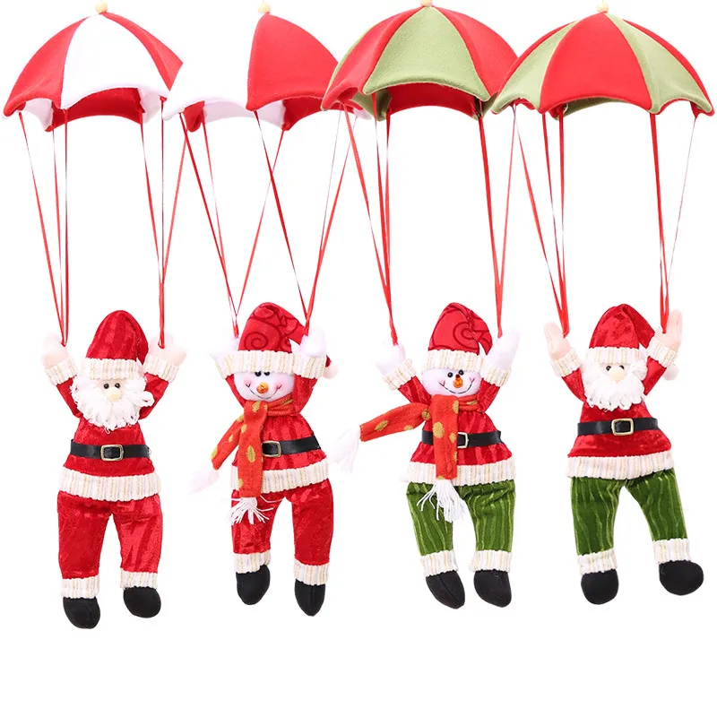 Boże Narodzenie Wiszące Ornament Santa Claus Snowman Parachute Sufit Wisiorek Kryty Outdoor świąteczny wystrój XBJK2109