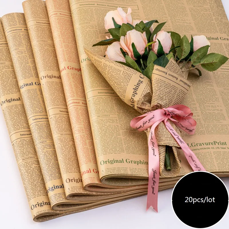 Newspaper Florist Wrap Up Flower Bouquet Gift Packaging Wrap