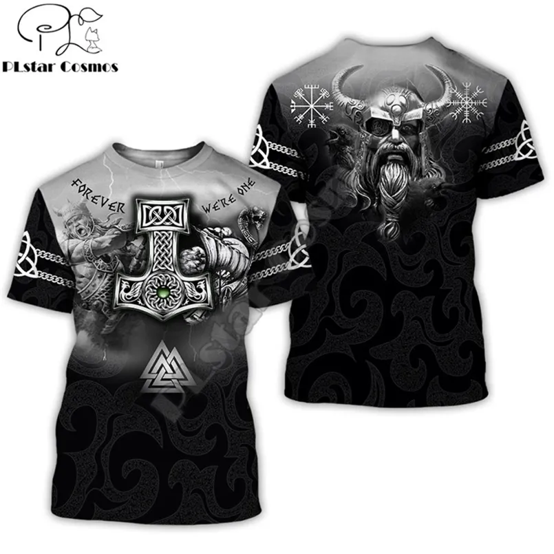 Brand clothing Viking Tattoo pattern Print 3D t shirt Men tshirt Summer Funny T-Shirt Short Sleeve O-neck Tops Drop 210716