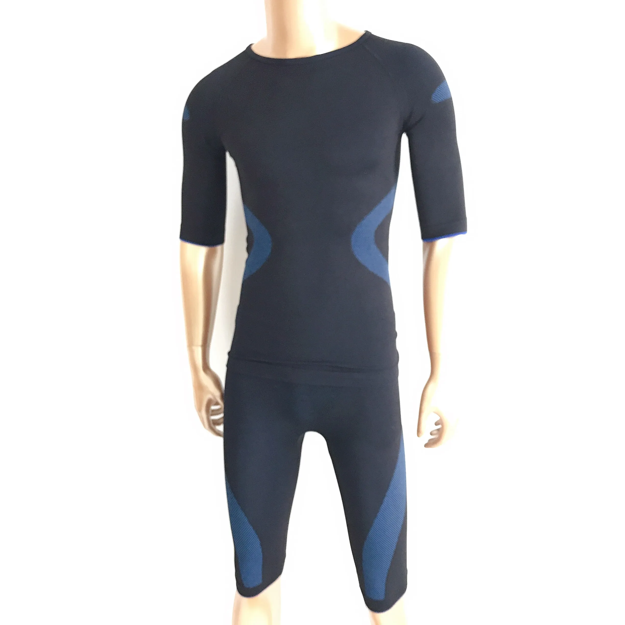 Factory Top Sale Partihandel Miha Bodytec Underkläder för EMS Training Suit / Jacka / Väst Svart Färg med Blå Stripes