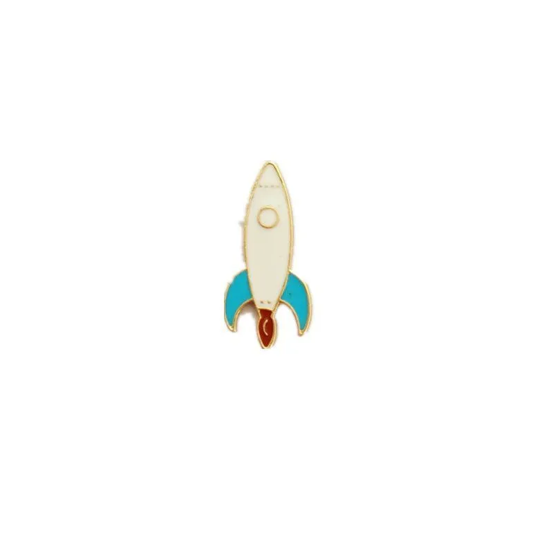 12pcs/ lot fashion jewelry accessories metal enamel ufo rocket planet pin badge