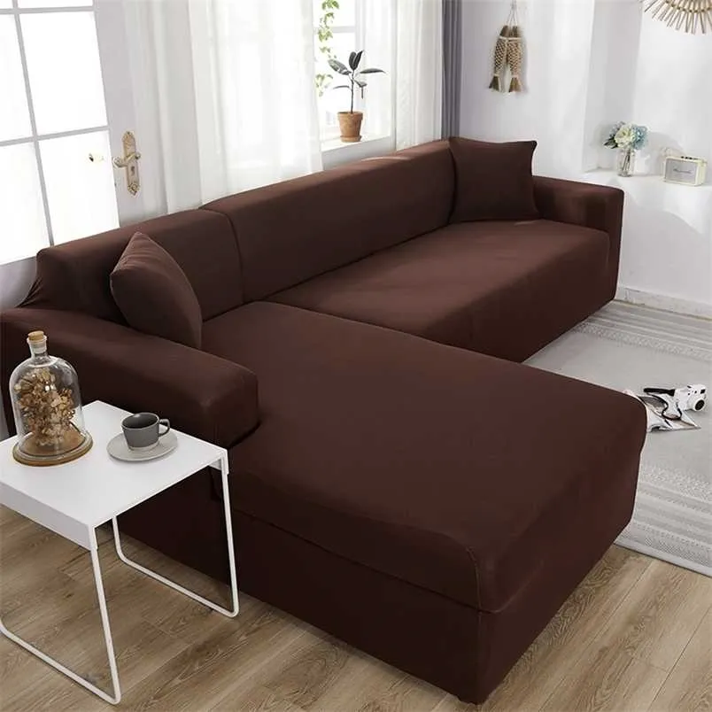 Sofabezüge im europäischen Stil für 2 und 3 Plätze, elastisch, hochwertiges L-förmiges Schnittset 211207
