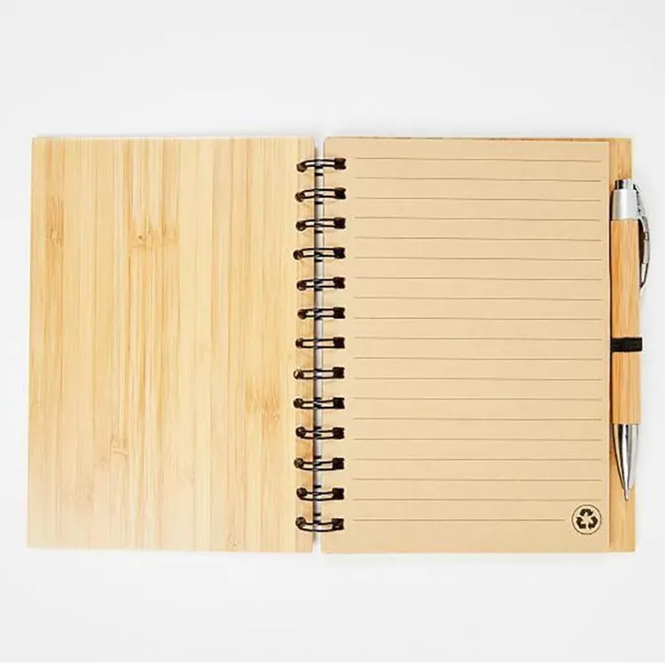 Spiral Notebook Wood Bamboo Cover Notebook Spiral Notepad With Pen Student Environmental Notepads wholesale School Supplies WY717