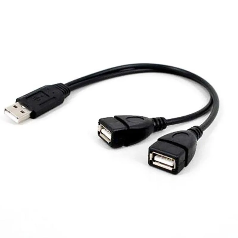 Hub USB 2.0 à 2 ports USB 2.0 mâle vers 2 double USB femelle, séparateur de prise, adaptateur de cordon d'alimentation pour PC, téléphone, câble d'ordinateur portable