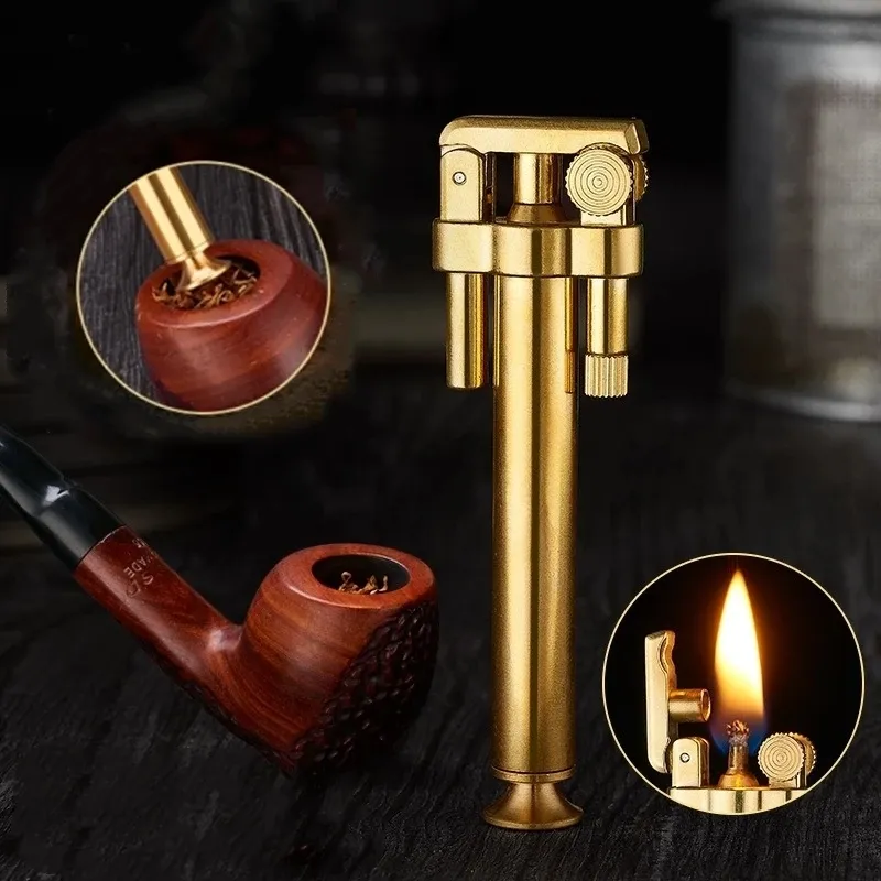 tobacco pipe lighter New Rowenta Detachable Tobacco Pipe Lighter With Flint, Permanent Cotton  Core, Pure Copper, Windproof Kerosene Gasoline Grinding Wheel Brass Lighter  - Men's Gift from Dhgate Lighters