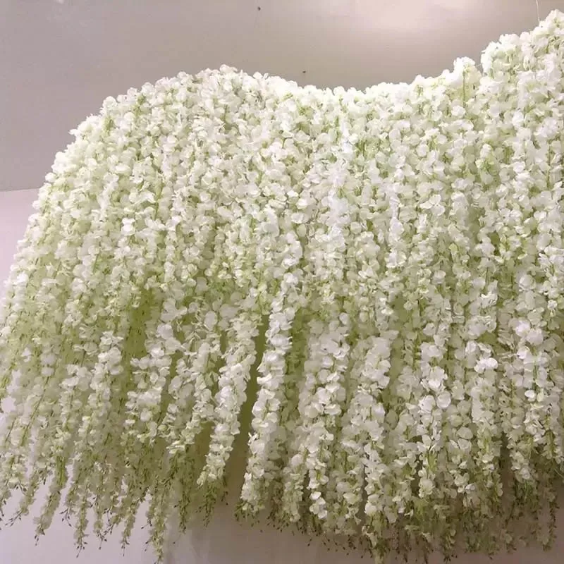 Novo festival de rattan de simulação de hortênsia pendurado flor de glicínias arranjo de decoração de casamento