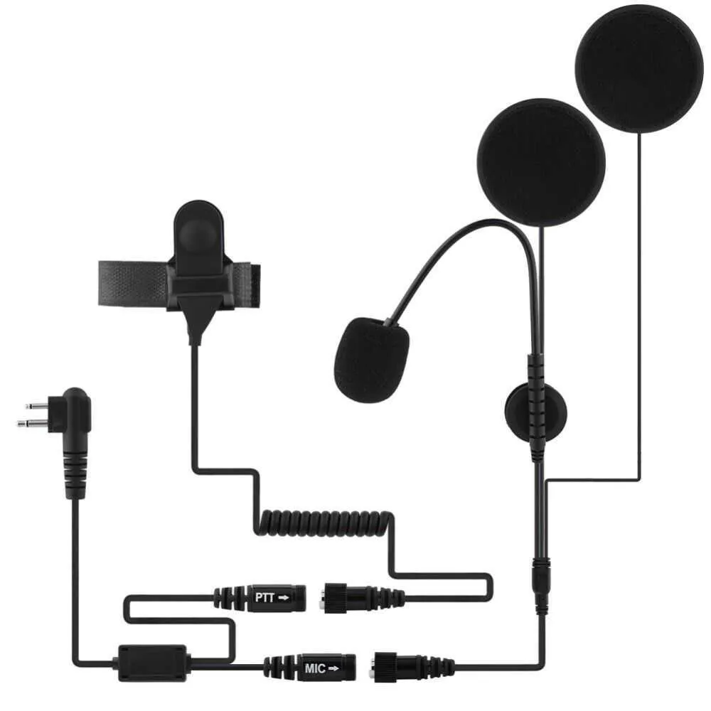 Motorcykelhjälm 2pin Headset Speaker Mic Ptt för Motorola Radios Walkie Talkie