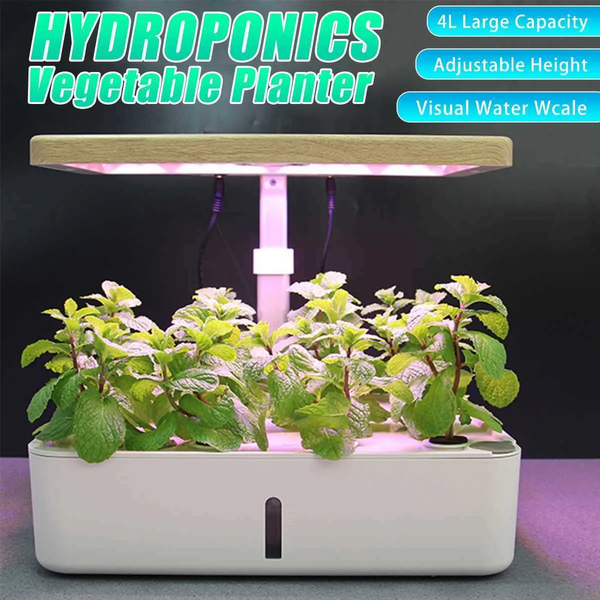 Bureaulamp Hydroponic Indoor Herb Garden Kit Smart Multifunctionele Groeiende LED-lamp voor bloem Groente Plant Growth Light 210615