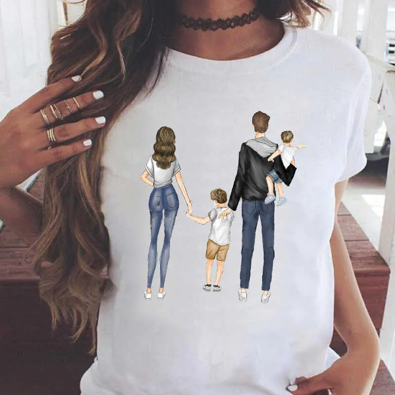 Mulheres gráfico amor família 90s filho doce mãe mãe mãe mãe verão desenho animado cópia fêmea roupas tops tshirt t-shirt x0527