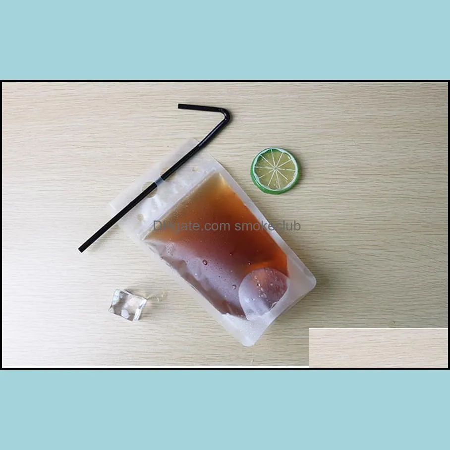 Stand-up Juice Drink Bag 13*22.5cm Beverage Liquid Juice Milk Packaging Bag Clear Seal Drink Bag with Straws OOA7999