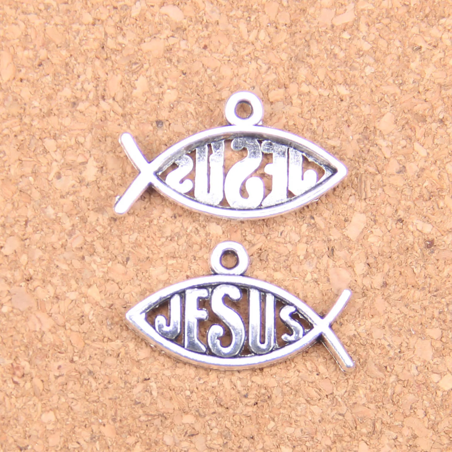 150pcs antique argent plaqué bronze plaqué poisson jésus charmes pendentif bricolage collier bracelet raccordements de bracelet 25 * 14mm