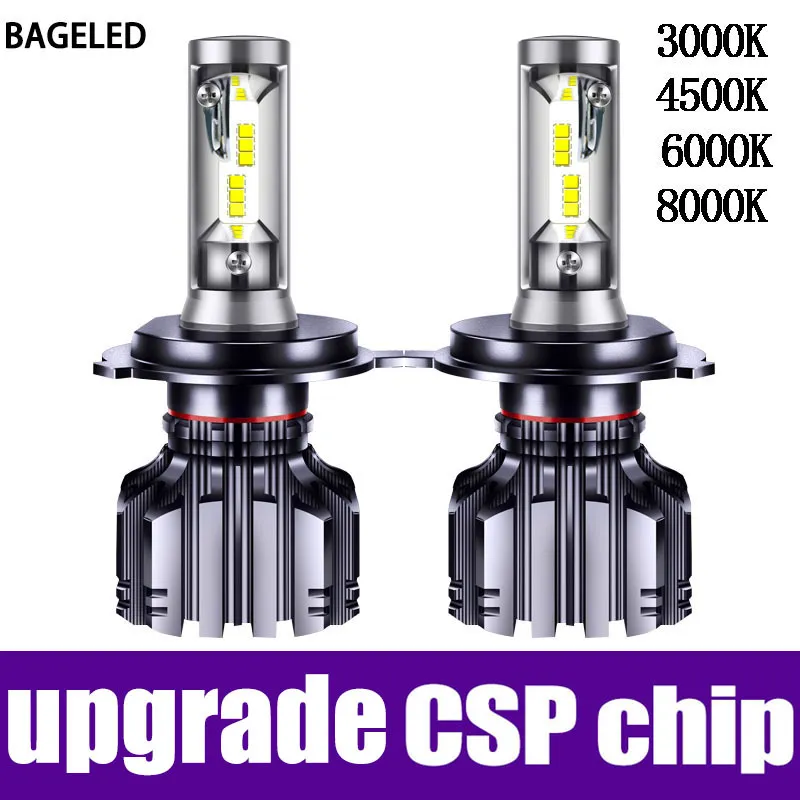 BAGE H4 lamp H7 LED H11 H8 9006 9005 HB4 H1 H3 HB3 CSP 4500K Car Auto Headlight 50W 6000LM Low Beam Bulb Automobile Lamp