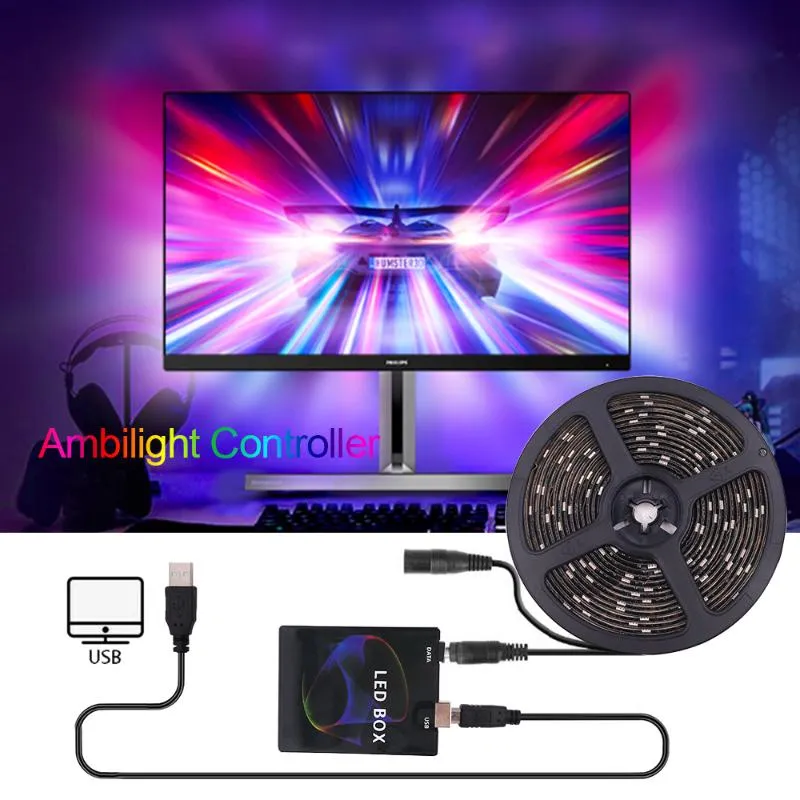 DIY USB LED Strip Ambient Controller For HDTV Computer Monitor Backlight PC Dream Screen Light Box Addressable Rgb Strips For Room 5V From Anywong 18.53 DHgate.Com