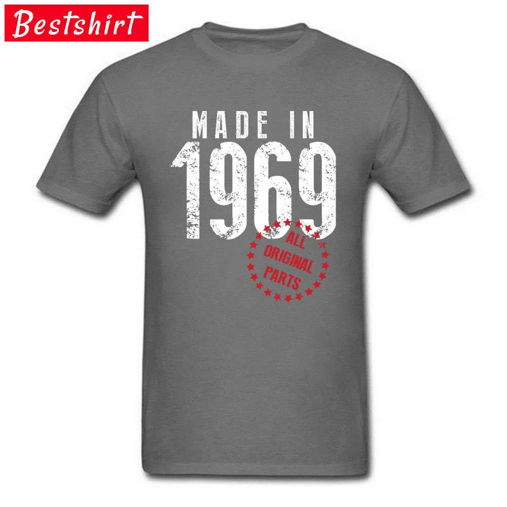 Made-In-1969-All-Original-Parts Young Prevalent Tops & Tees Crew Neck Labor Day 100% Cotton Fabric Top T-shirts Family Tee-Shirt Made-In-1969-All-Original-Parts carbon