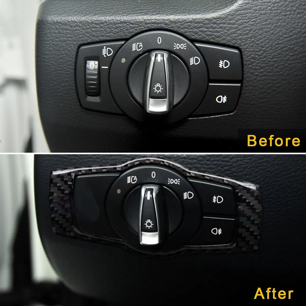 For BMW X1 E84 2010 2015 Carbon Fiber Headlight Control Button 