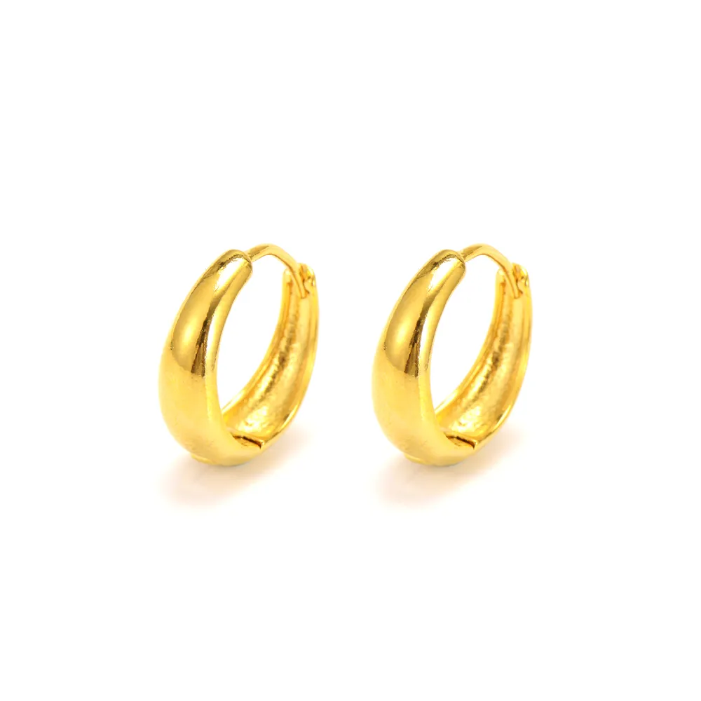 18kt Yellow Gold Filled Over Hoop Medium Simple Everyday Wear Earrings For Women 1 Pair