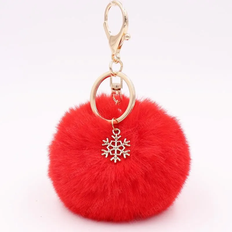 Snowflake Faux Fur Pompom Keychain 2024 Pouffee Puff Ball Pendant Pour Femmes Filles Du 0 83 DHgate