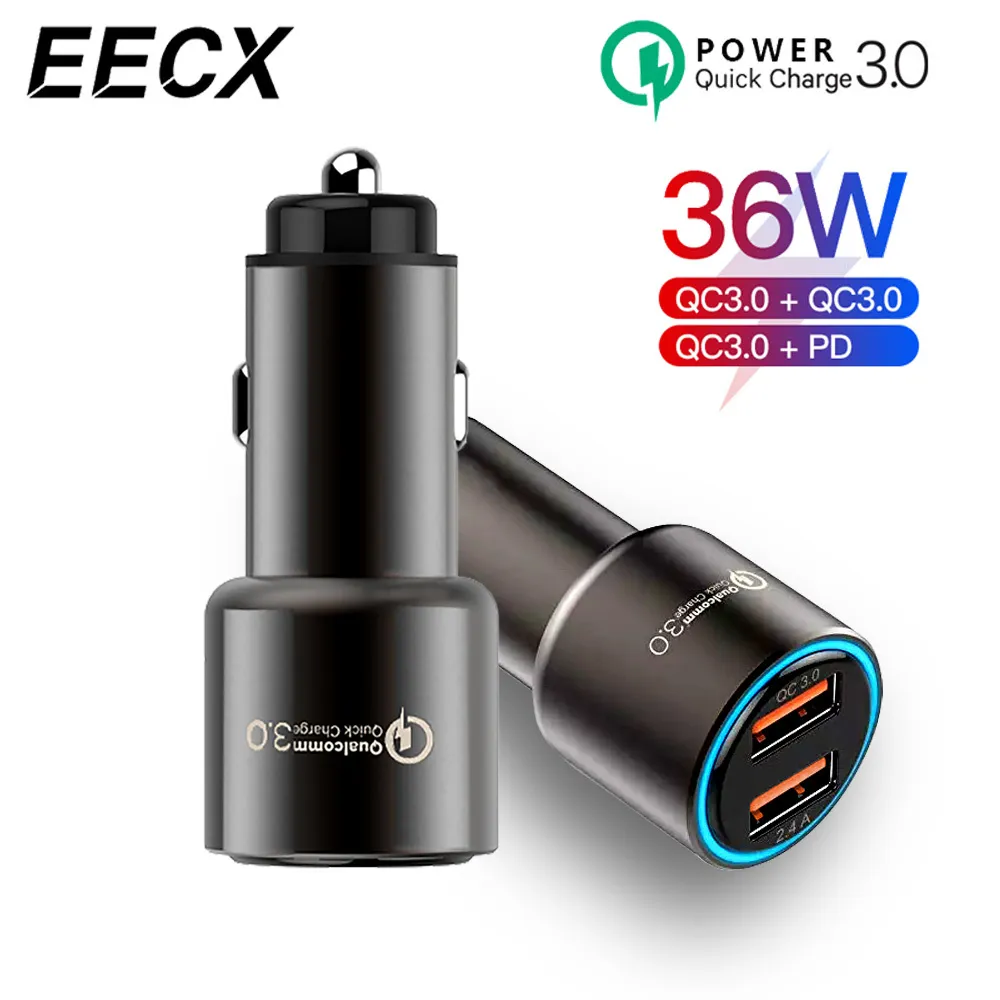 Car Charger Haina Original QC 3.0 Dual Quick Charge Max 36w For iPhone Samsung Huawei Xiaomi USB-C PD Fast Charging