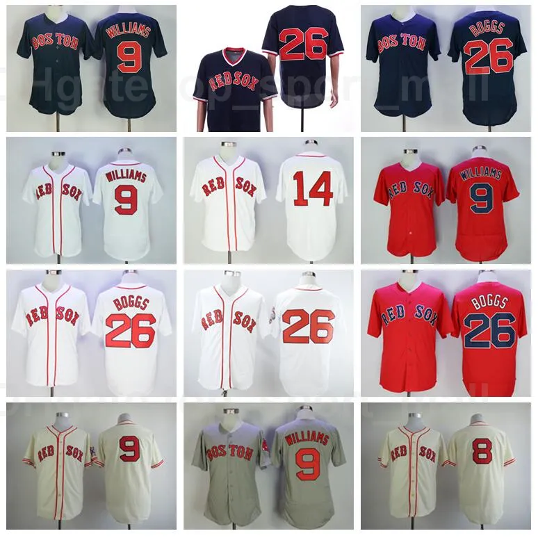 1939年1967年ターゲット野球ヴィンテージ26 Wade Boggs Jersey 9 Ted Williams 14 Jim Retire Stitched Navy Blue White Red Grey Beige