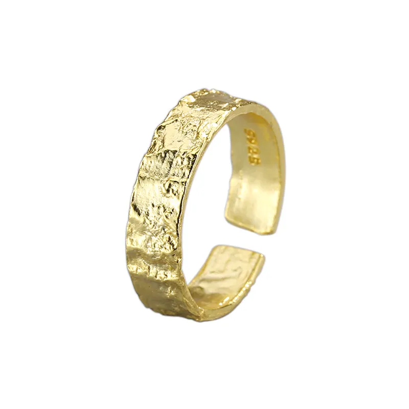 925 Стерлинговые серебряные кольца для женщин Модные элегантные творческие оловянные фольги текстуры партии украшения подарок