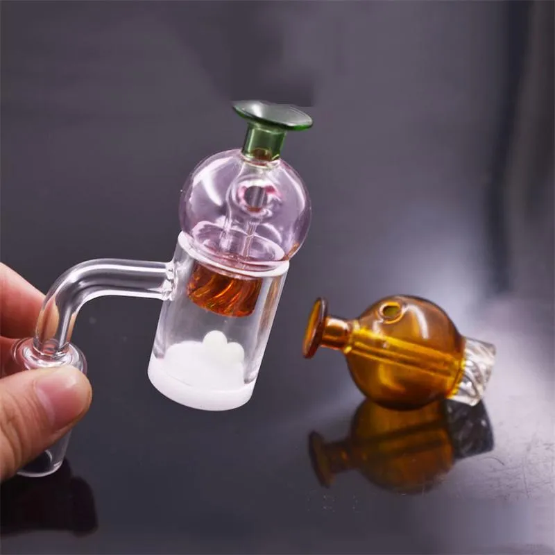 wholesale high quality 25mm Quartz Banger Nail with colorfu Spinning Carb Cap & ruby Terp Pearl for smoking water oil Rig Bong pipe
