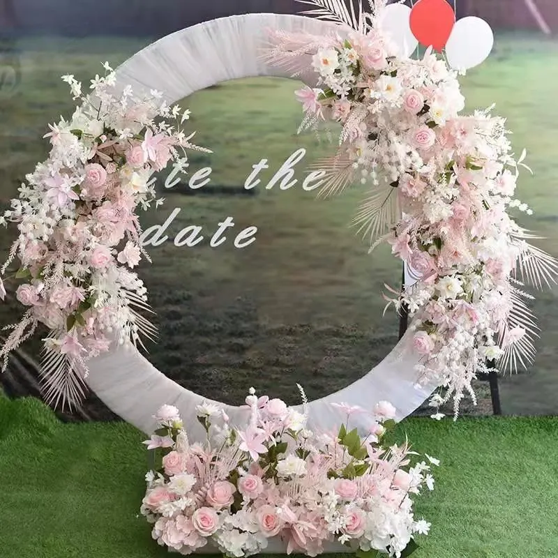 最適な価格 パーティーの装飾の結婚式の二重ラウンドアーチスタンド鍛造鉄のリングアーチの背景花の家の装飾棚 値引き交渉 Roebuckbuilders Com