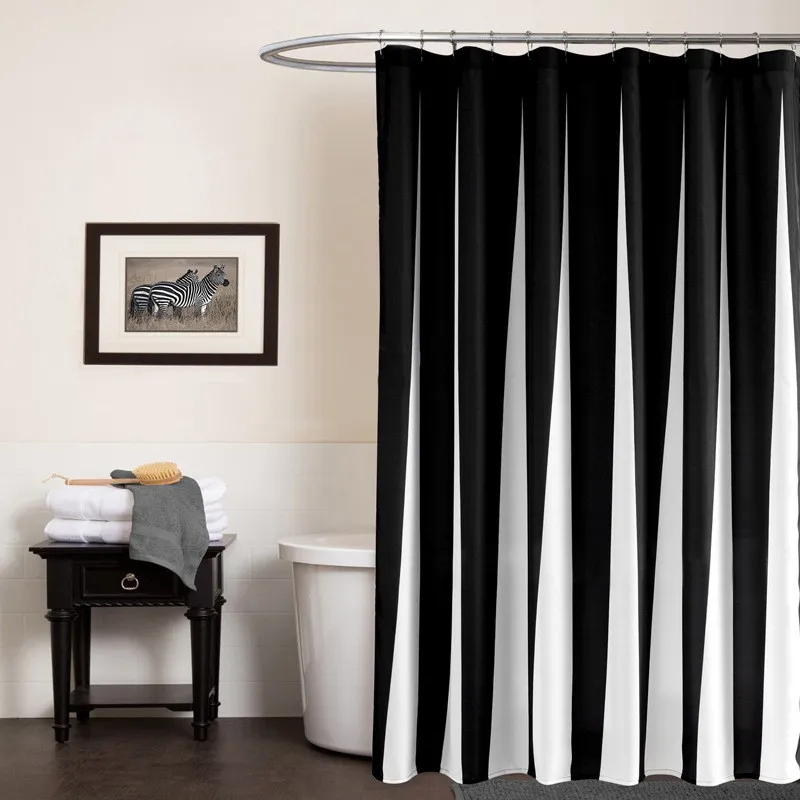 Sunnyrain preto e branco moderno cortina de chuveiro resistente a água poliéster banho cortina azul cortina