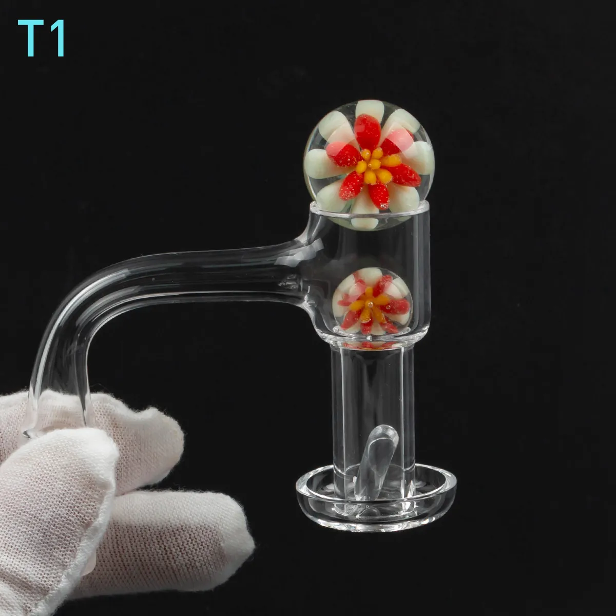 Borda chanfrada OD20 Solda de grau americano Terp Slurper Quartzo Banger com contas de vidro de 22 mm Pérolas de 10 mm Comprimido de rubi para cachimbos de água Bongo de água