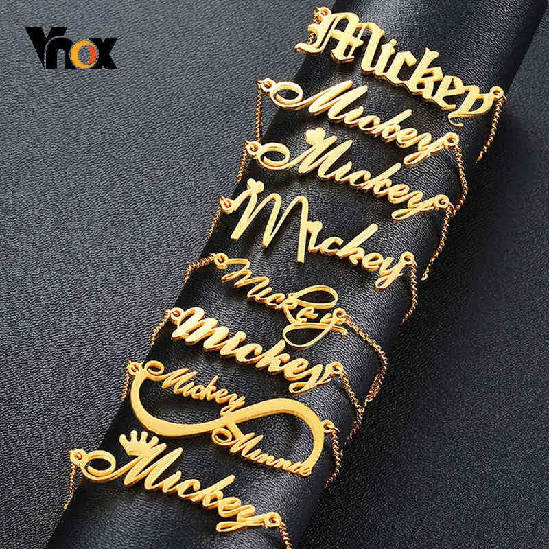 Vnox gepersonaliseerde naam kettingen solide roestvrijstalen choker voor vrouwen mode hanger aangepaste speciale unieke gift H1125