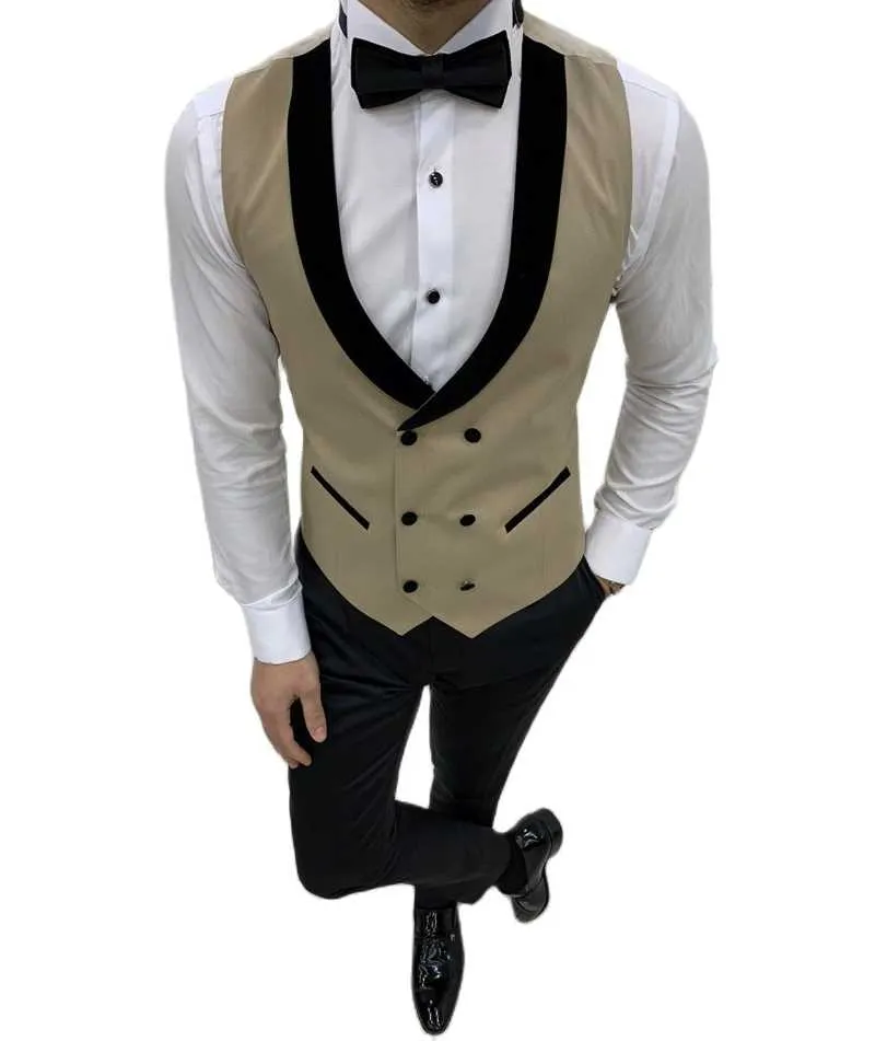 Mäns kostymer Blazers Groom Västar för Bröllop Khaki Business Suit Slim Fit Mens Vest Italienska Formell Party Dress Groomsmen Sweater Shirt Wais
