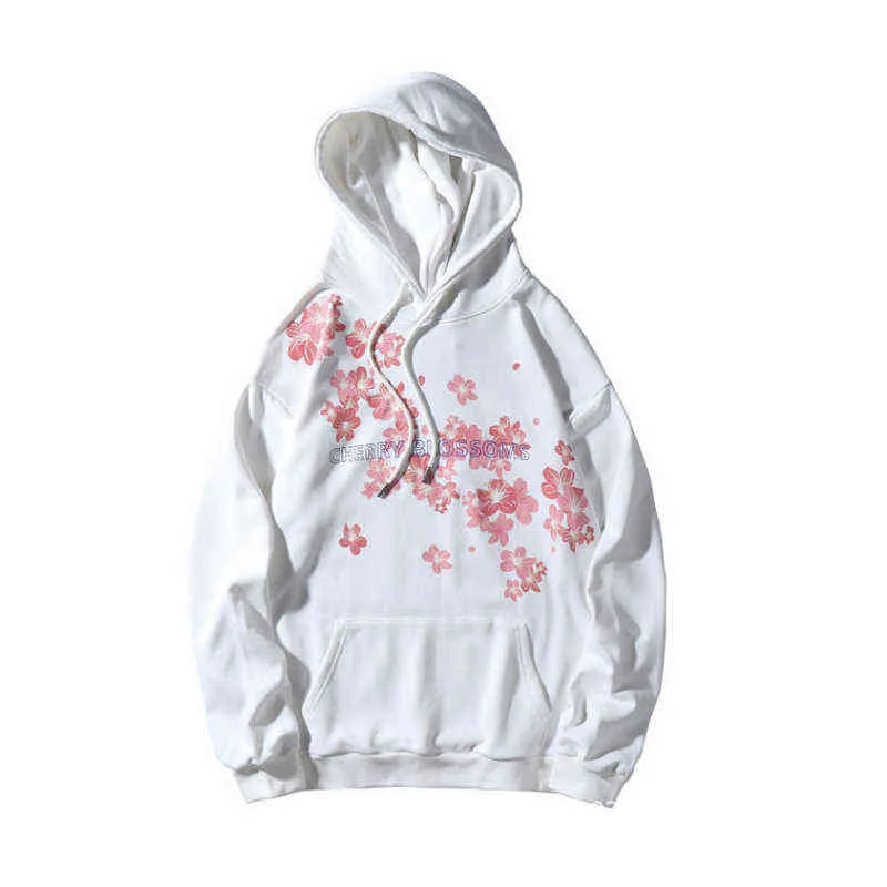 【COSYHARU】Back printed hoodie Harajuku Cherry Blossom Sakura Print Japanese Hoodies