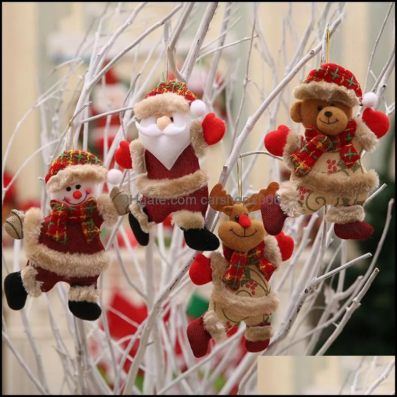 Christmas Tree Ornaments Pendant Christmas Gift Santa Claus Snowman Tree Toy Doll Hang Decoration For Home Party Supplies DBC VT0747