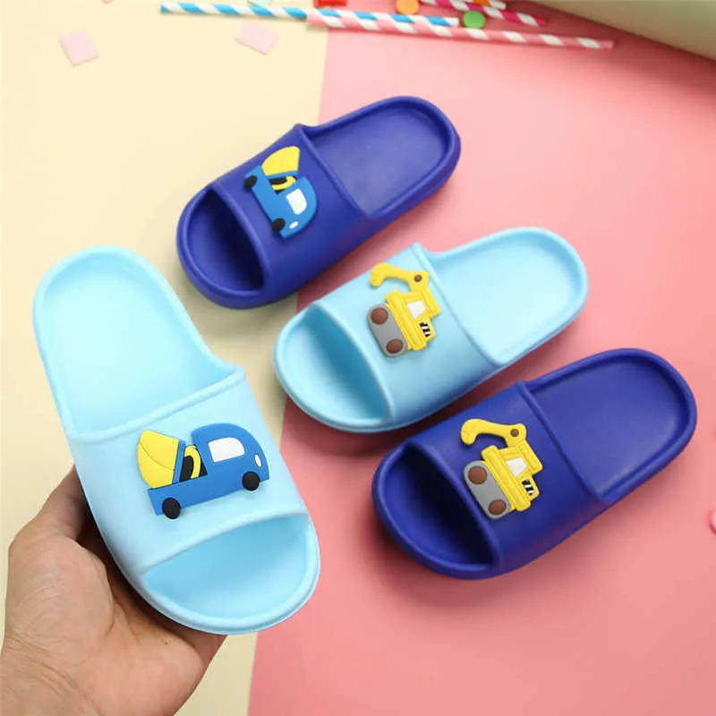 Летние детские тапочки для мальчиков девочек динозавров ПВХ шлепанцы детские нескользящие пляжные сандалии детские дома ванная обувь 210712
