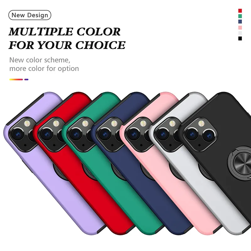 Fashion Cool Ring Phone case for iphone 15 14 13 12 11Pro Max XS XR 8 7 6S Plus 360 degree Spin 2 in 1 Anti-fall Cover