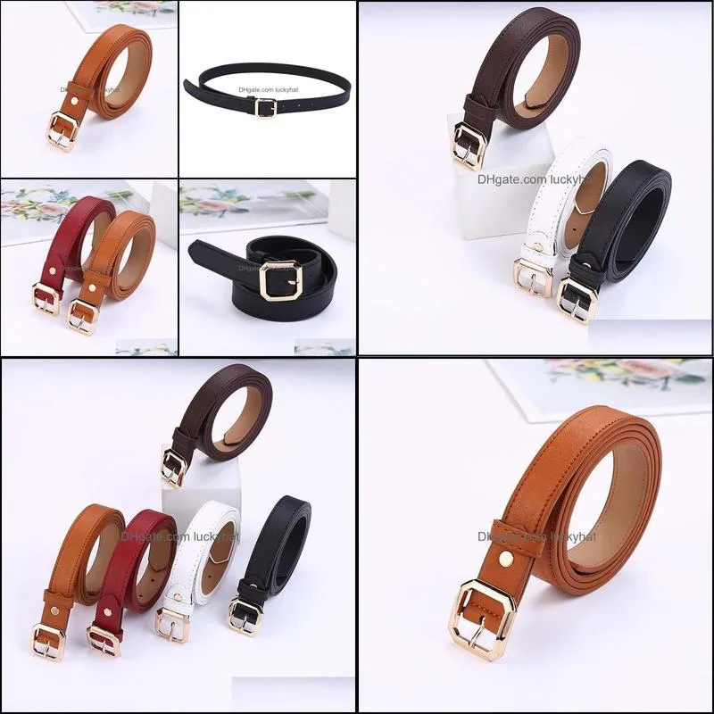 Belts High Quality Women Vintage PU Metal Square Pin Buckle Ladies Girdle Brand Design Polygon Decoration Waistband KT164