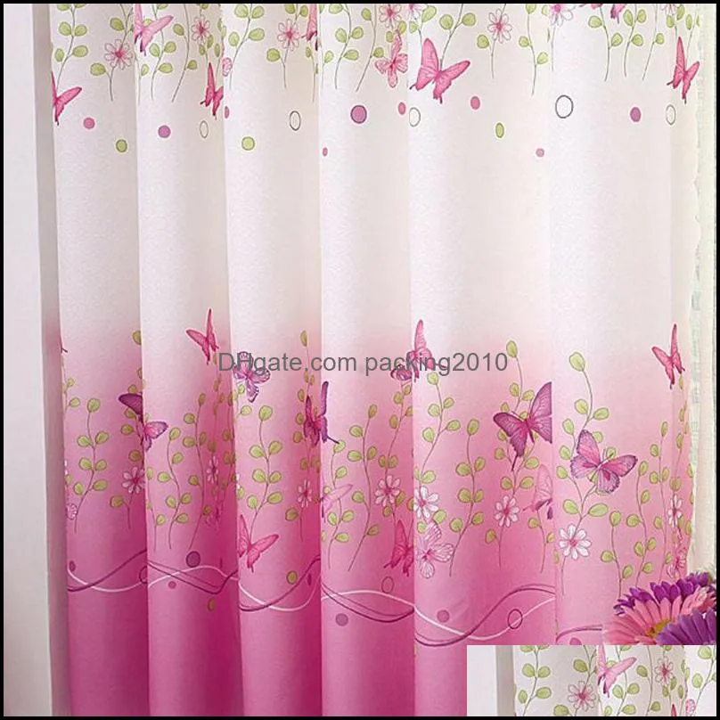 Curtains for Bathroom Bedroom Living Room Butterfly Printed Blackout Curtains Thermal Ready Made Lined Shower