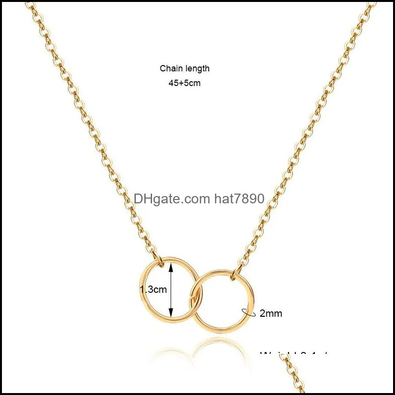 Fashion Simple Double Circle Wind Charms Pendant Necklaces for Women Accessories Number 8 Gold Silver Copper Chain Necklace Girlfriend