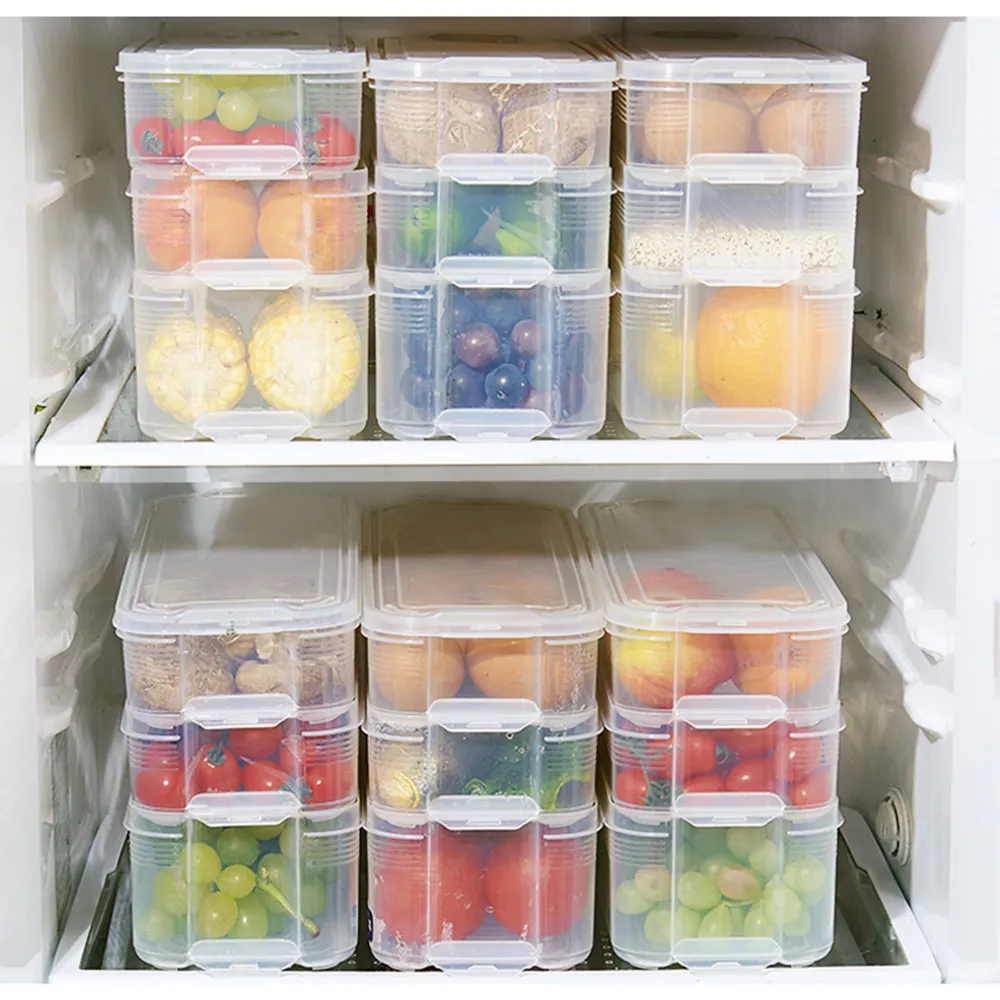Contenitore per alimenti per frigorifero Contenitori trasparenti in  plastica Contenitori per smistamento con coperchio per frigorifero da  cucina