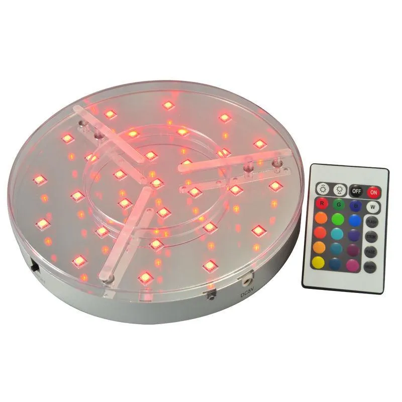 Strings 10pieces lot 8inch LED Wedding Centerpiece Light Base 20CM Diameter 3.5CM Tall With Remote Controller For Vase Shisha Hookah