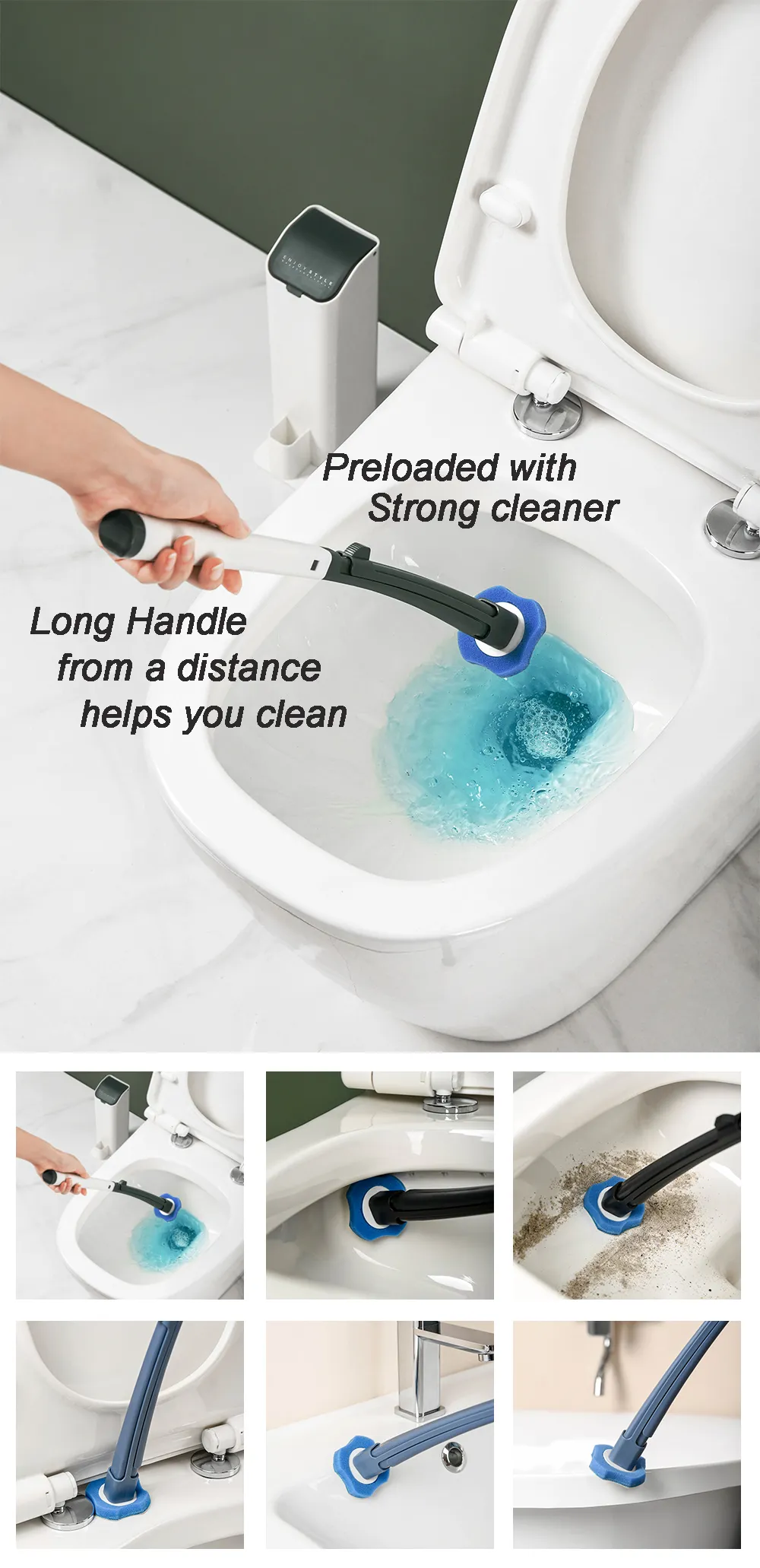 Strumento per la pulizia del bagno Scopino per WC usa e getta Set