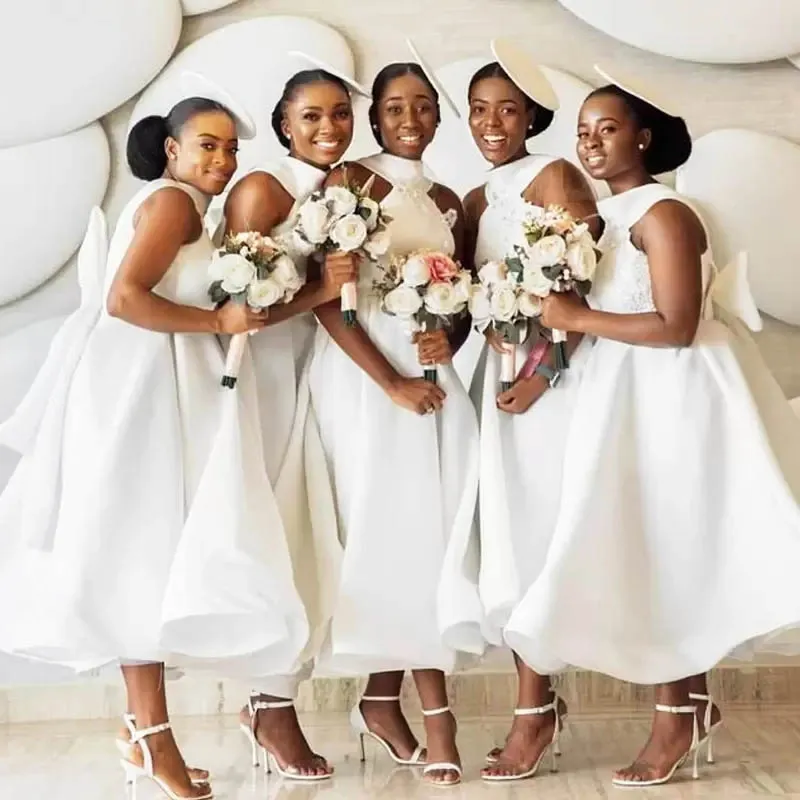 White halter bridesmaid clearance dress