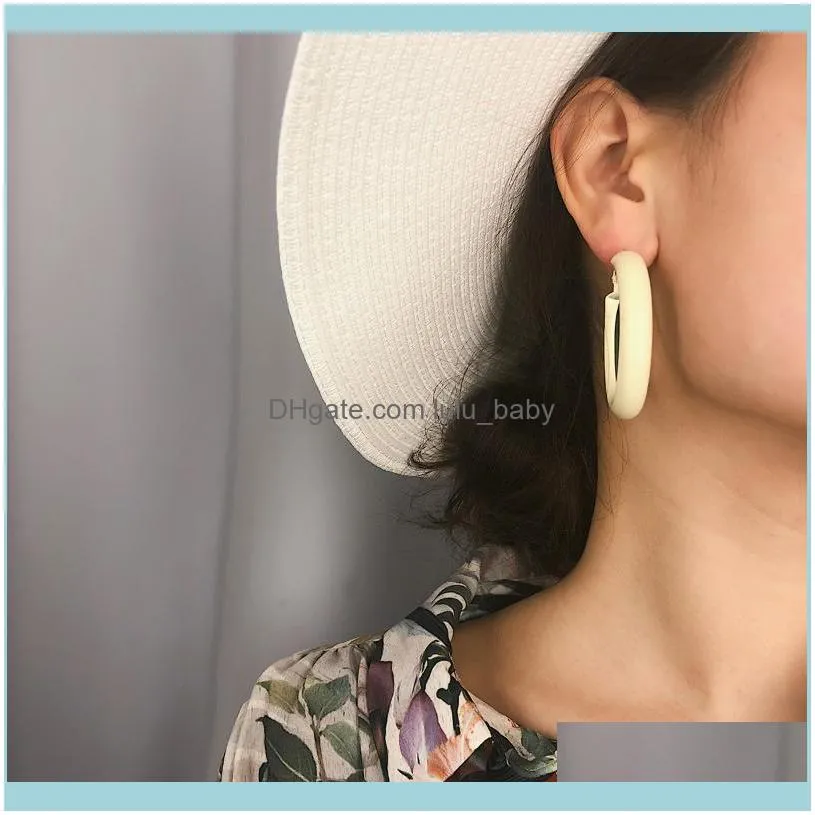 Arrive Candy Color Hoop Earrings For Women Metal Geometric Round Tube Earring Female 2021 Fashion Jewelry Hollow Earings & Huggie