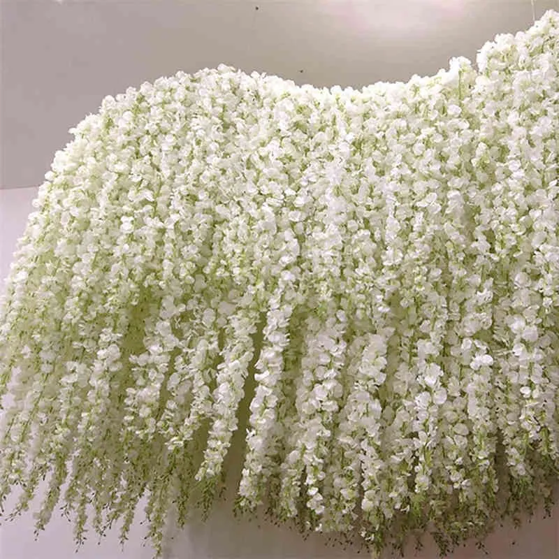 Подарки для женщин 20 шт. Красивые белые искусственные шелковые цветы глицерии висят ротанные цветы невесты Свадебные гирлянды Виноградные блюда