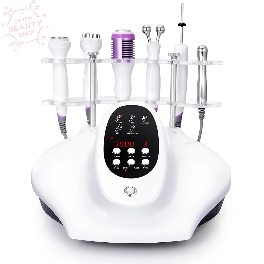 5IN1 Ultrasound RF Bio Hot Cold Hammer Face Lifting Tightening Skin Care Machine Microcurrent Therapy
