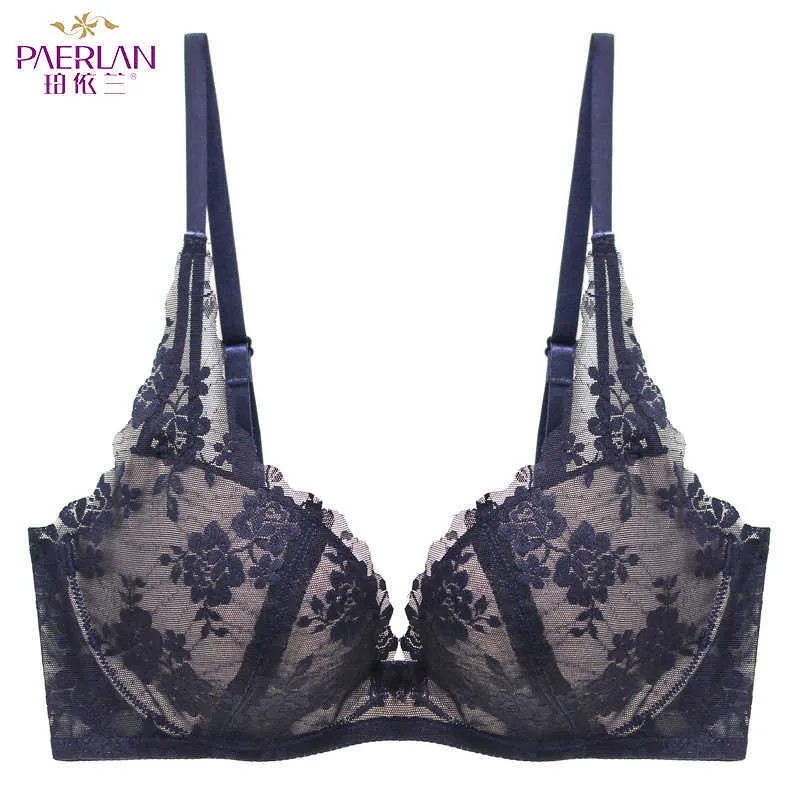 Paerlan B Cup Small Chest Gathered Wire Free Bra 1/2 Cup Hanging