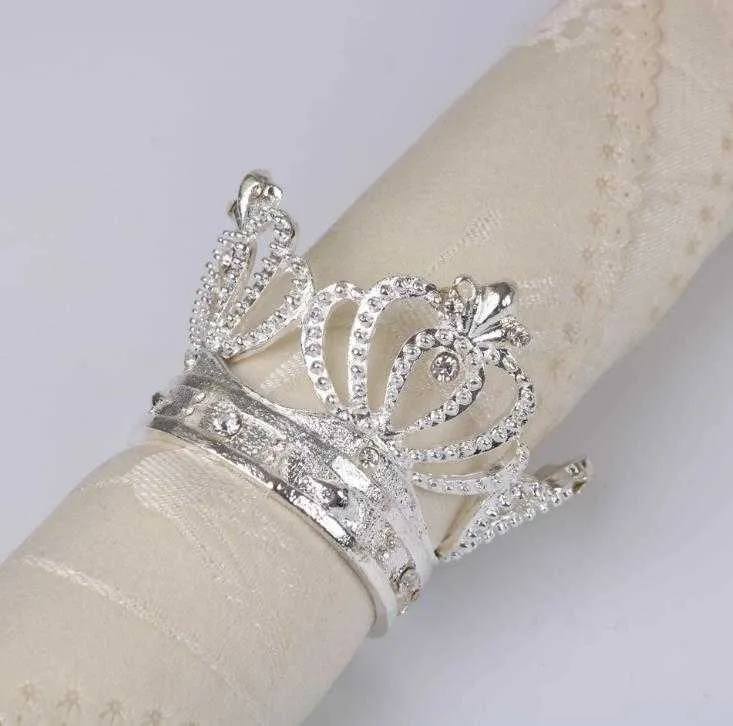 Crown Napkin Ring with Diamond Exquisite Napkins Holder Serviette Buckle for Hotel Wedding Party Table Decoration SN2641