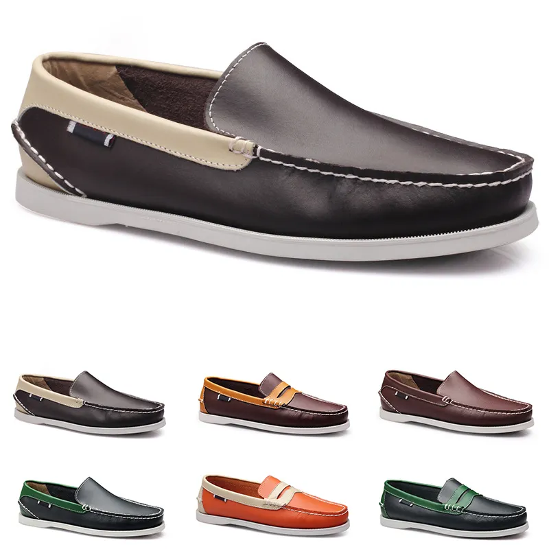 piselli in pelle scarpe casual da uomo guida suola morbida pelle gomma nero marrone chiaro nudo verde militare bordeaux taupe cachi spaccati all match scarpe da ginnastica pigre color23-8