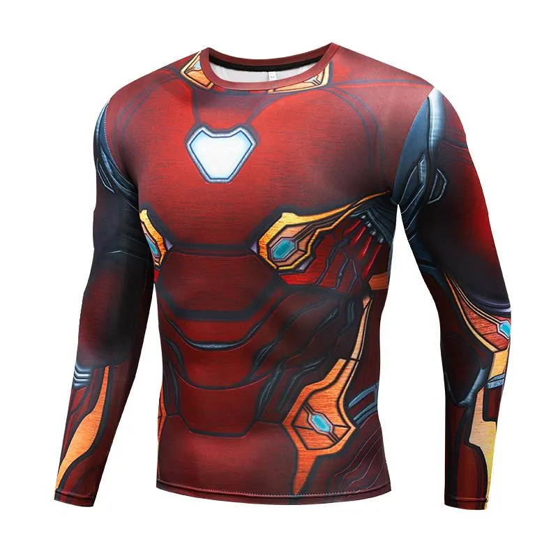 Men's T-Shirts Compression Sports Shirt Long-sleeved Hero Fitness 3D Quick-drying Running T-shirt Workout Clothes Top