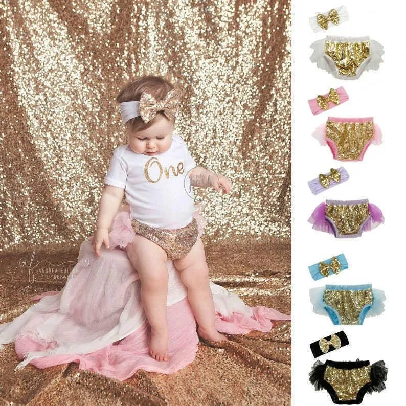 Pantaloncini tutu per bambini con set di capelli di paillettes set pantaloni per bambini ragazze ragazze outfit boy bambini casual vestiti estivi vestiti per bambini Bloomers vestiti